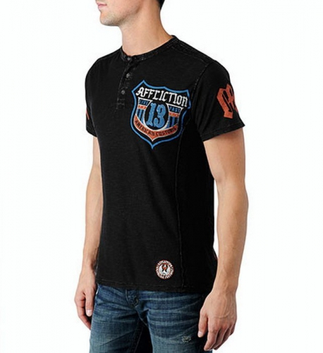 Футболка Affliction ACMC Shield Henley - Black Lava фото